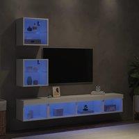 Berkfield Home 5 Piece TV Wall Units with LED White Engineered Wood