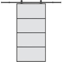 Berkfield Home Sliding Door with Hardware Set 102.5x205 cm ESG Glass&Aluminium in Black