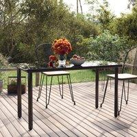 Berkfield Home Garden Dining Table Black 200x100x74cm Steel & Tempered Glass | Size: 200 x 100 x 74 cm