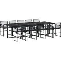 Berkfield Home 11 Piece Garden Dining Set Black Poly Rattan