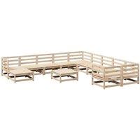 Berkfield Home 12 Piece Garden Sofa Set Solid Wood Pine in Light Tan