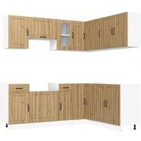 Berkfield Home 11 Piece Kitchen Cabinet Set Lucca Artisan Oak Engineered Wood in Brown