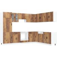 Berkfield Home 14 Piece Kitchen Cabinet Set Porto Old Wood Engineered Wood in Brown