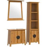Berkfield Home 3 Piece Bathroom Furniture Set Solid Wood Pine in Brown