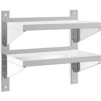 Berkfield Home 2-Tier Wall Shelf 50x30x60 cm Silver Stainless Steel | Size: 50 x 30 x 60 cm