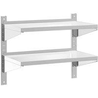 Berkfield Home 2-Tier Wall Shelf 75x40x60 cm Silver Stainless Steel | Size: 75 x 40 x 60 cm