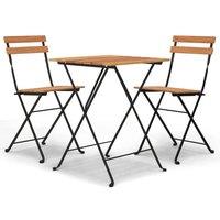 Berkfield Home 3 Piece Folding Bistro Set Solid Wood Teak & Steel in Brown