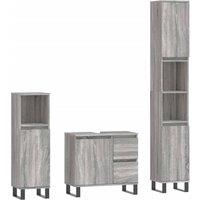 Berkfield Home 3 Piece Bathroom Furniture Set Grey Sonoma Engineered Wood