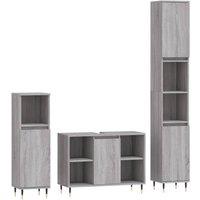 Berkfield Home 3 Piece Bathroom Furniture Set Grey Sonoma Engineered Wood