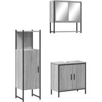 Berkfield Home 3 Piece Bathroom Furniture Set Grey Sonoma Engineered Wood