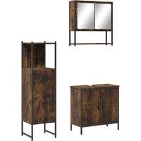 Berkfield Home 3 Piece Bathroom Furniture Set Smoked Oak Engineered Wood in Brown