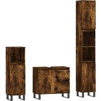 Berkfield Home 3 Piece Bathroom Furniture Set Smoked Oak Engineered Wood in Brown