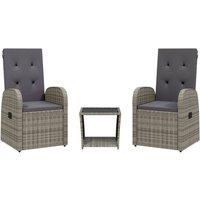 Berkfield Home 3 Piece Garden Dining Set with Cushions Grey Poly Rattan
