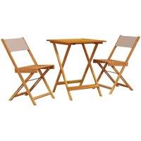 Berkfield Home 3 Piece Bistro Set Taupe Fabric & Solid Wood