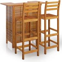 Berkfield Home 3 Piece Garden Bar Set Solid Wood Acacia in Brown