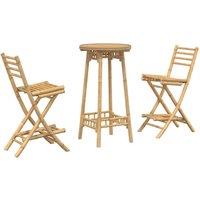 Berkfield Home 3 Piece Outdoor Bar Set Foldable Bamboo in Brown