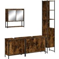 Berkfield Home 4 Piece Bathroom Furniture Set Smoked Oak Engineered Wood in Brown