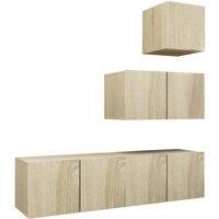 Berkfield Home 4 Piece TV Cabinet Set Sonoma Oak Engineered Wood in Light Tan