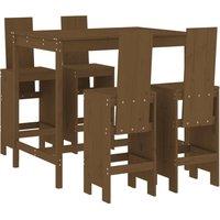 Berkfield Home 5 Piece Garden Bar Set Honey Brown Solid Wood Pine