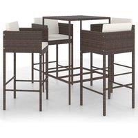 Berkfield Home 5 Piece Garden Bar Set with Cushions Poly Rattan Brown