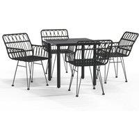 Berkfield Home 5 Piece Garden Dining Set Black Poly Rattan