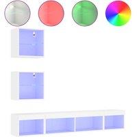Berkfield Home 5 Piece TV Wall Units with LED White Engineered Wood