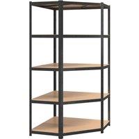 Berkfield Home 5-Layer Heavy-duty Corner Shelf Grey Steel&Engineered Wood