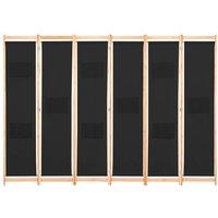 Berkfield Home 6-Panel Room Divider Black 240x170x4 cm Fabric | Size: 240 x 170 x 4 cm