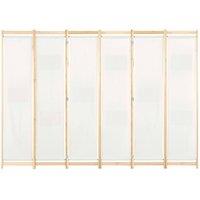 Berkfield Home 6-Panel Room Divider Cream 240x170x4 cm Fabric | Size: 240 x 170 x 4 cm