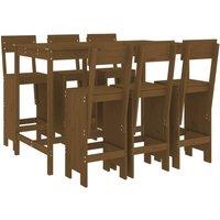 Berkfield Home 7 Piece Garden Bar Set Honey Brown Solid Wood Pine