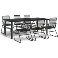 Berkfield Home 7 Piece Garden Dining Set Black PVC Rattan