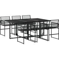 Berkfield Home 7 Piece Garden Dining Set Black Poly Rattan