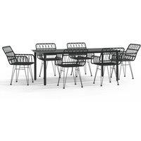 Berkfield Home 7 Piece Garden Dining Set Black Poly Rattan