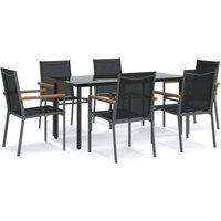 Berkfield Home 7 Piece Garden Dining Set Black Textilene & Steel