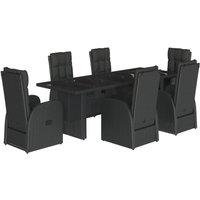Berkfield Home 7 Piece Garden Dining Set with Cushions Black Poly Rattan