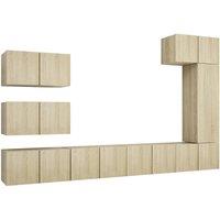 Berkfield Home 8 Piece TV Cabinet Set Sonoma Oak Engineered Wood in Light Tan