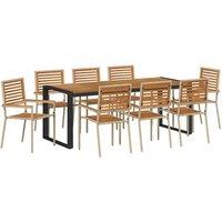 Berkfield Home 9 Piece Garden Dining Set Beige Poly Rattan Acacia