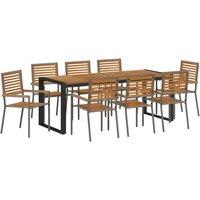 Berkfield Home 9 Piece Garden Dining Set Grey Poly Rattan Acacia