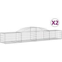Berkfield Home Arched Gabion Baskets 2 pcs 300x50x40/60 cm Galvanised Iron in Silver