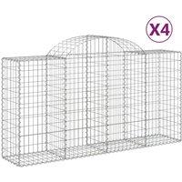 Berkfield Home Arched Gabion Baskets 4 pcs 200x50x100/120 cm Galvanised Iron in Silver
