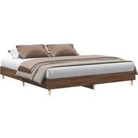 Berkfield Home Bed Frame No Mattress Brown Oak 200x200 cm Engineered Wood