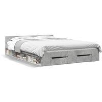 Berkfield Home Bed Frame w/Drawers Frame Concrete Grey 135x190 cm Double