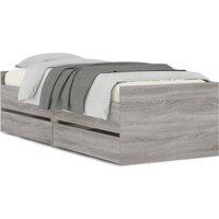 Berkfield Home Bed Frame with Drawers without Mattress Grey Sonoma 90x190 cm Single