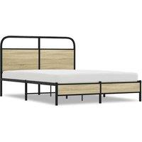 Berkfield Home Bed Frame without Mattress 140x200 cm Sonoma Oak Engineered Wood in Brown