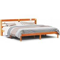 Berkfield Home Bed Frame with Headboard without Mattress Wax Brown 200x200 cm