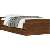 Berkfield Home Bed Frame Frame Brown Oak 75x190 cm Small Single Small Single