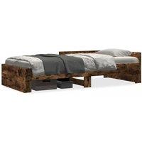 Berkfield Home Bed Frame without Mattress Smoked Oak 100x200 cm Engineered Wood in Brown