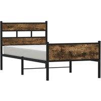 Berkfield Home Bed Frame without Mattress Smoked Oak 100x200 cm Engineered Wood in Brown