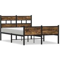 Berkfield Home Bed Frame without Mattress Smoked Oak 120x200 cm Engineered Wood in Brown | Size: Small Double