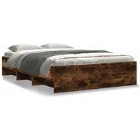 Berkfield Home Bed Frame Frame Smoked Oak 135x190 cm Double Wood in Brown